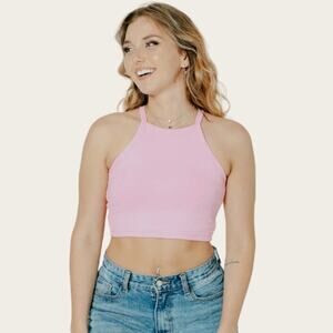 Klassy Network High Neck Crop Top | Small | Light Pink Brami Barbiecore Babygirl